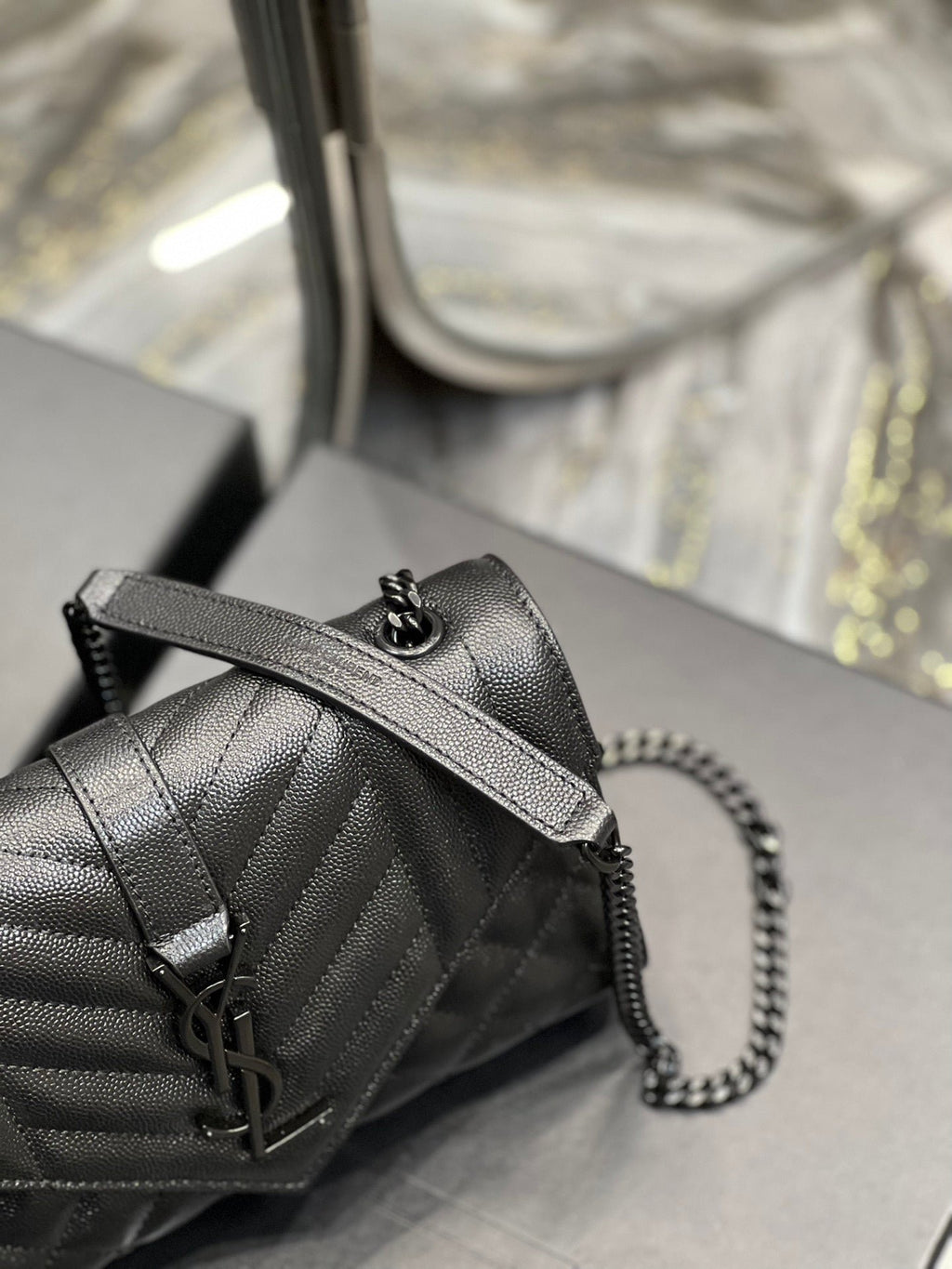 Saint Laurent Small Bag In Mix Matelasse 21cm Black