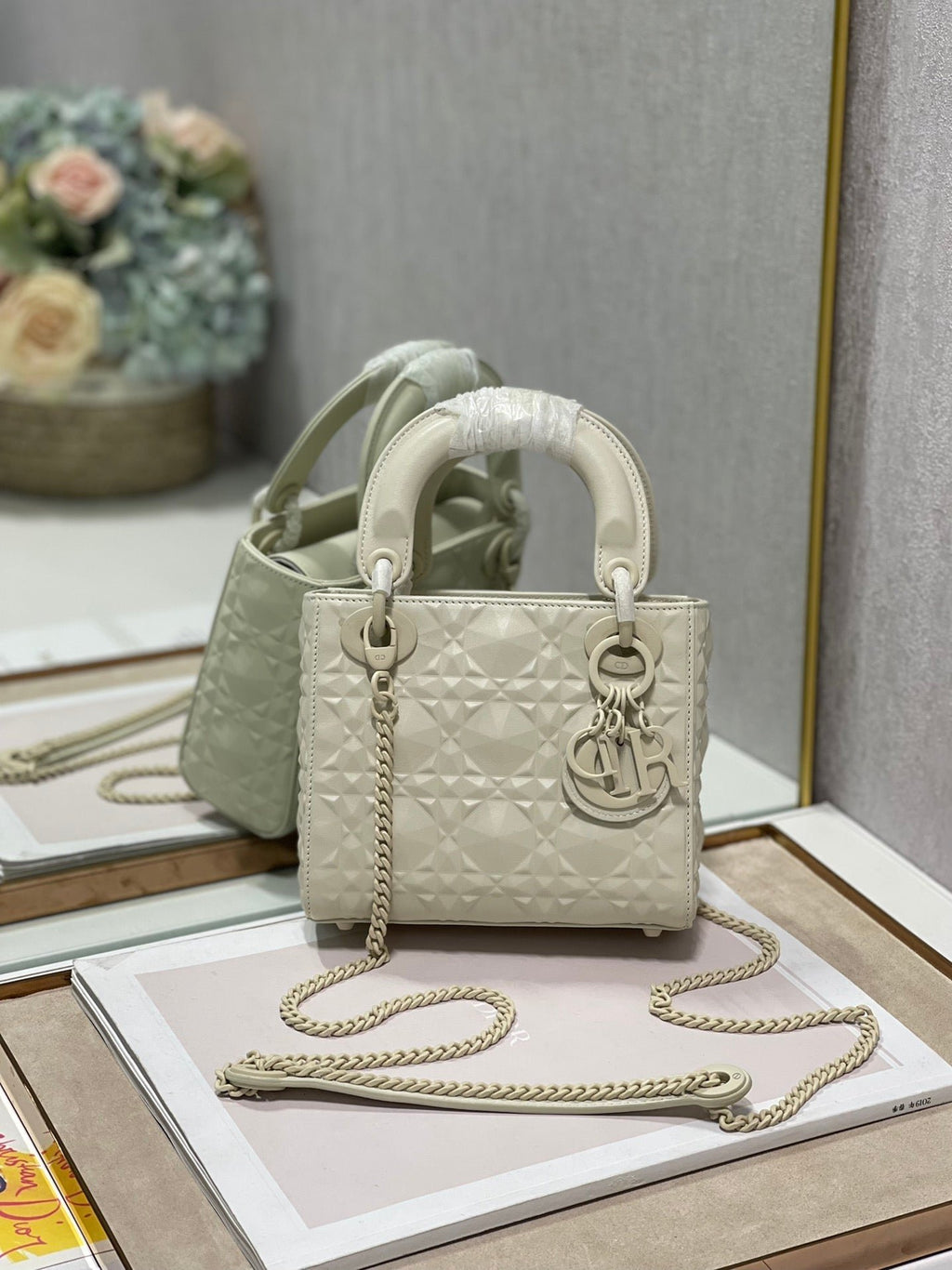 Christian Dior Lady Dior Bag 17cm Beige