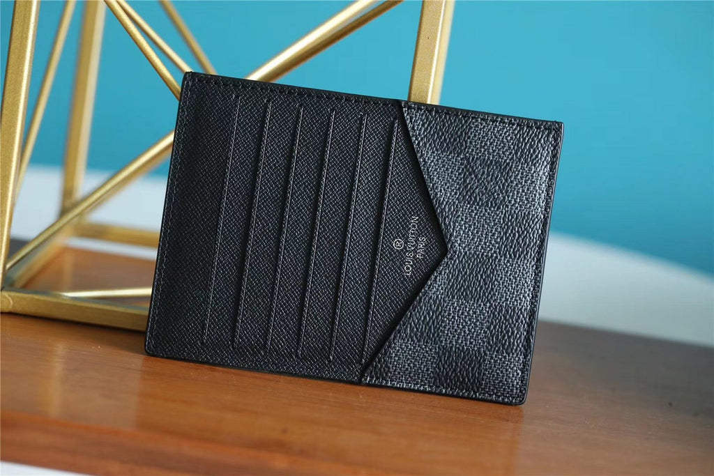 Louis Vuitton ID Card Holder Damier Graphite Canvas Black For Men, Men’s Wallet 13cm LV N60378
