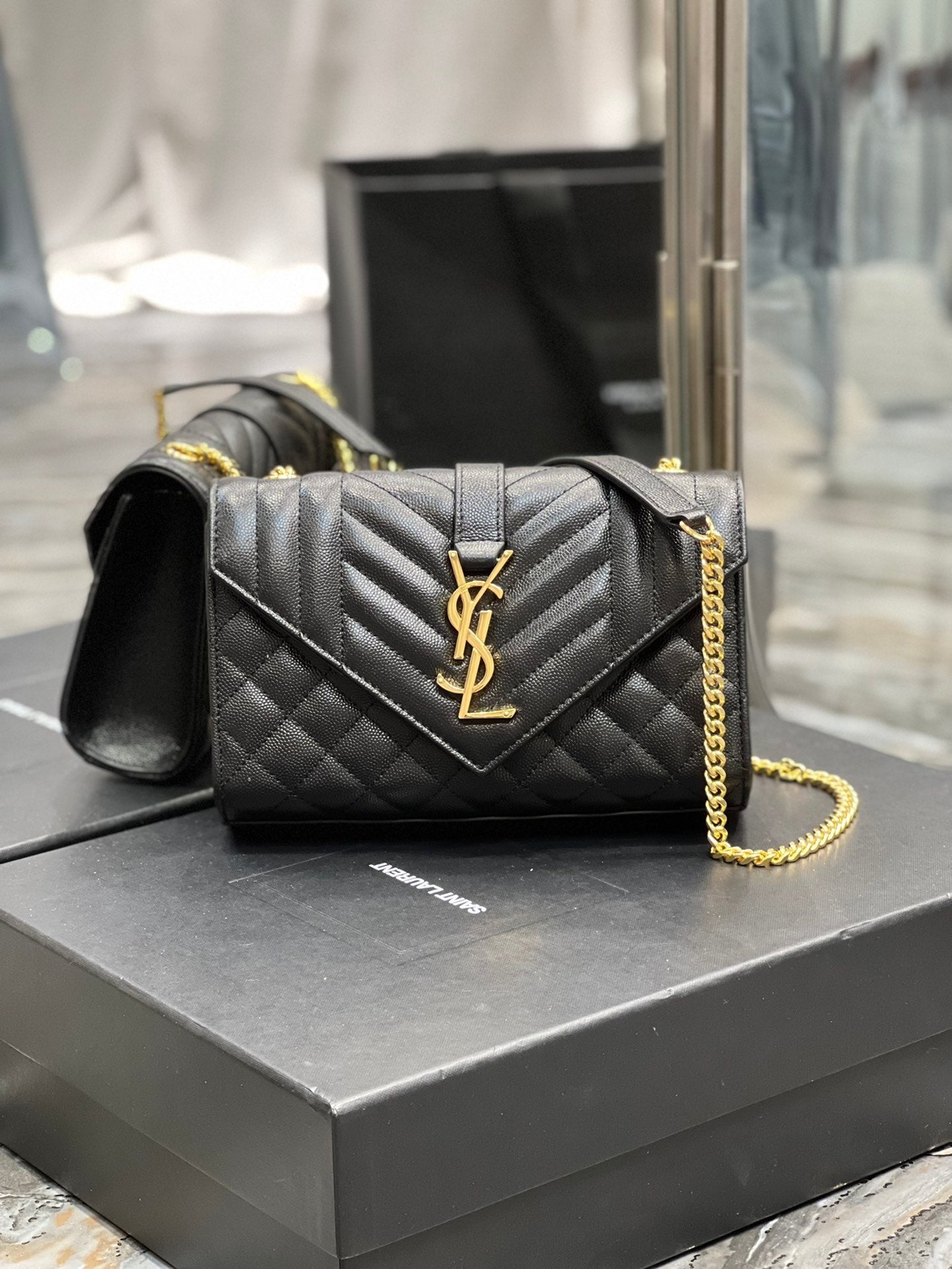 Saint Laurent Small Bag In Mix Matelasse 21cm Black