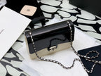 Chanel Black Ivory Hard Evening Plastic Small Evening Shoulder Flap Bag 18cm