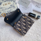 Christian Dior Saddle Blue Flap Card Holder 11cm