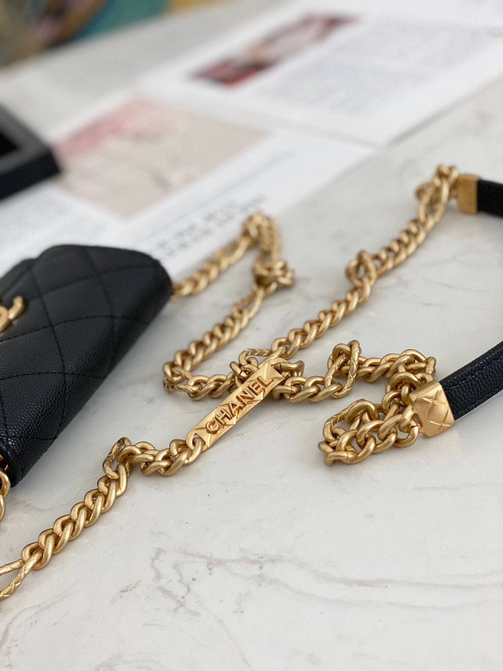 Chanel Flap Bag Mini Gold 12cm Black