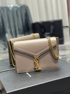 Saint Laurent Cassandra Medium Chain Bag In Grain De Poudre Embossed 22cm