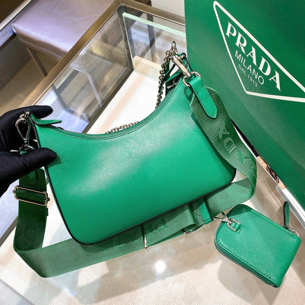 Prada Re-Edition 2005 Saffiano Leather Bag Green For Women, Women’s Bags 8.6in/22cm