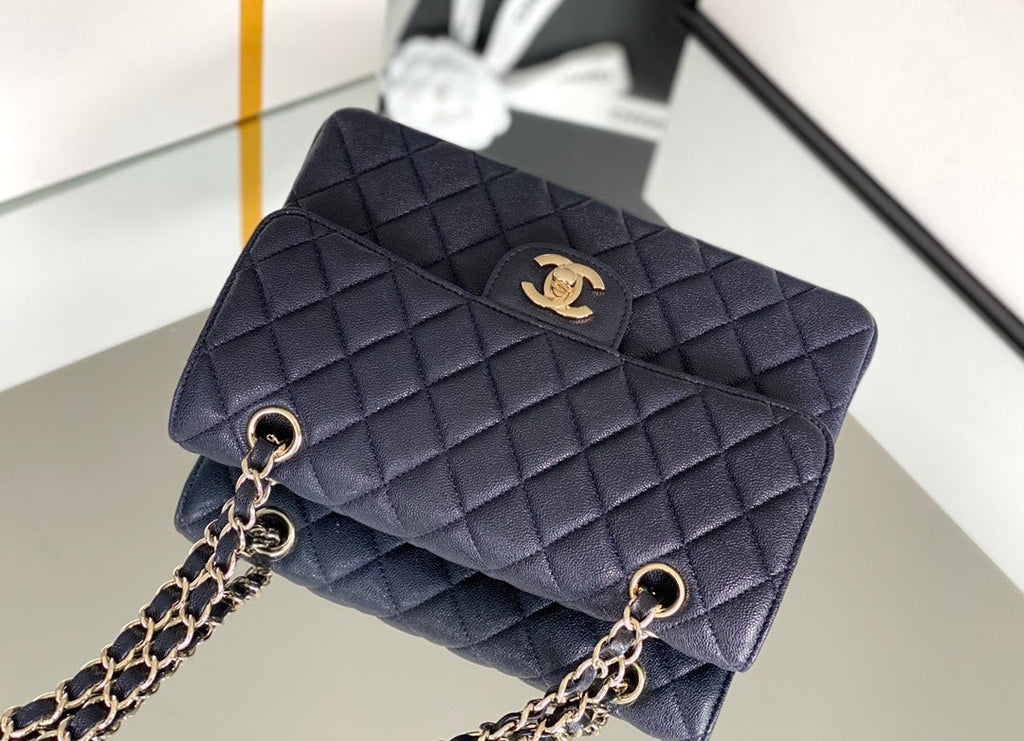 Chanel Classic Flapbag Gold Hardware 26cm Dark Blue