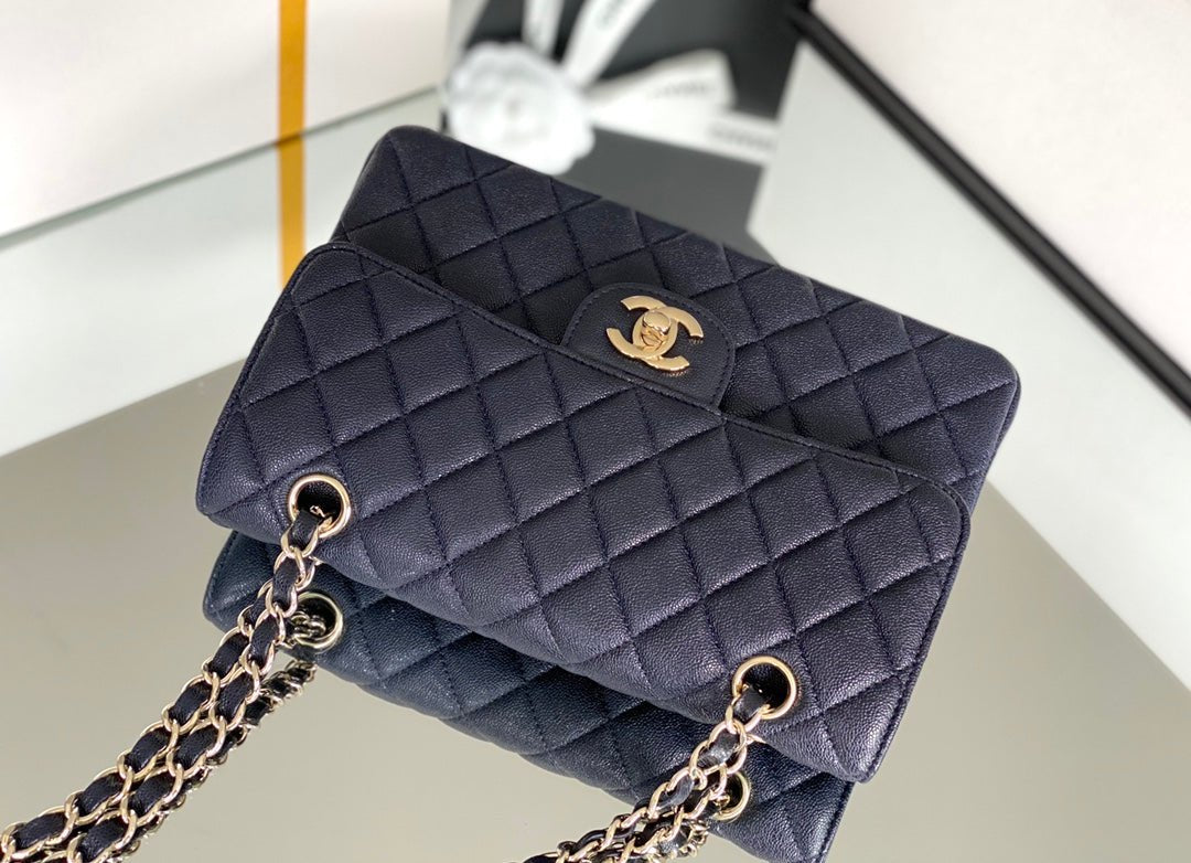 Chanel Classic Flapbag Gold Hardware 26cm Dark Blue