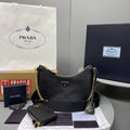 Prada System Nappa Patchwork Shoulder Bag Black For Women, Women’s Bags 9.4in/24cm