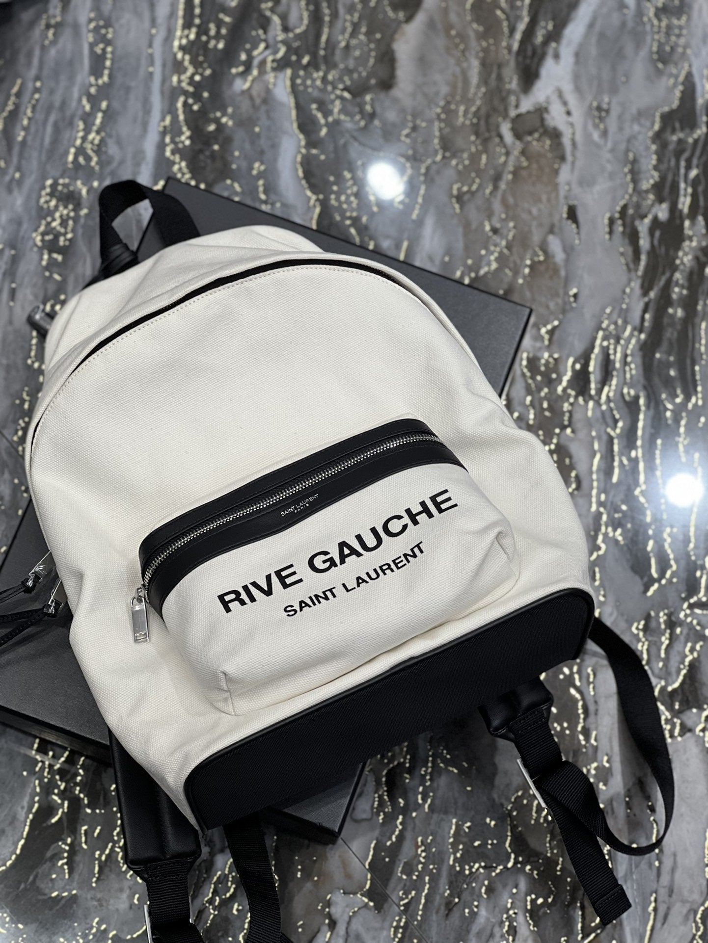 Saint Laurent City Backpack In Canvas Unisex 35cm White