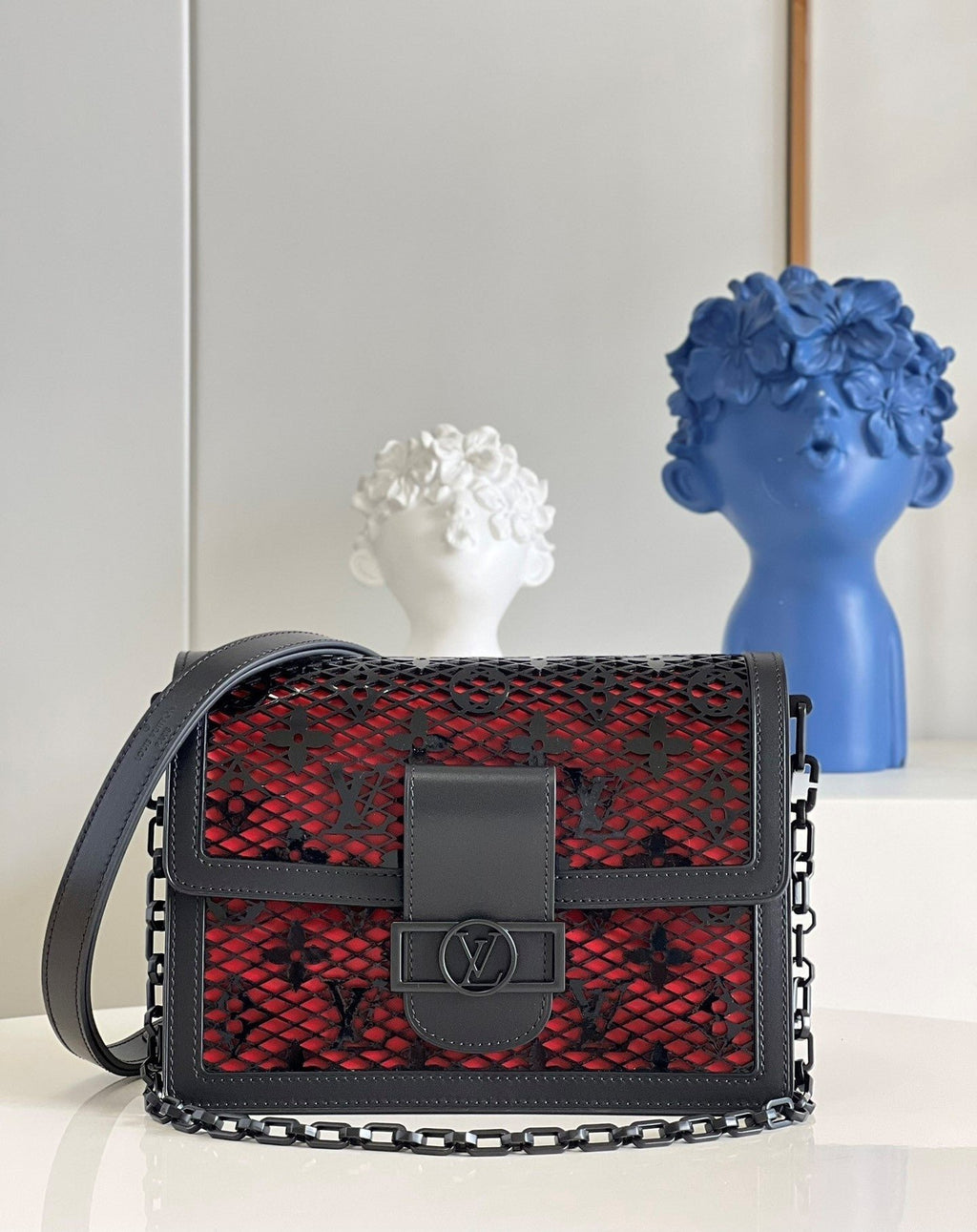 Louis Vuitton Limited Dauphine MM Bags By Nicolas Ghesquière With Monogram Lace Black For Women 25cm