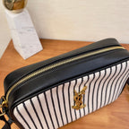 Saint Laurent Lou Camera Bag In Canvas Black And White For Women 23cm YSL 612542FAACG9583