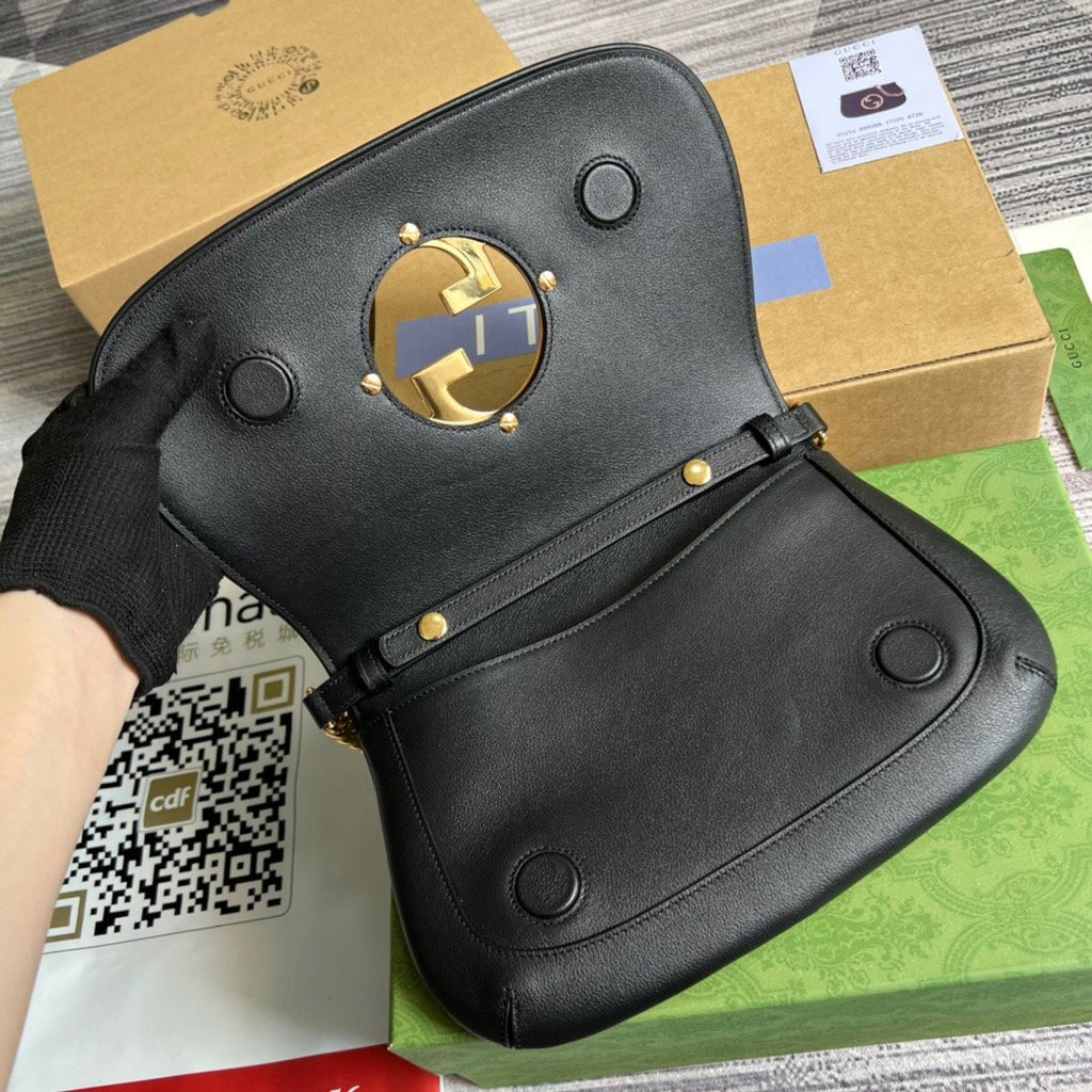 Gucci Blondie Shoulder Bag Black For Women, Women’s Bags 11in/28cm GG‎