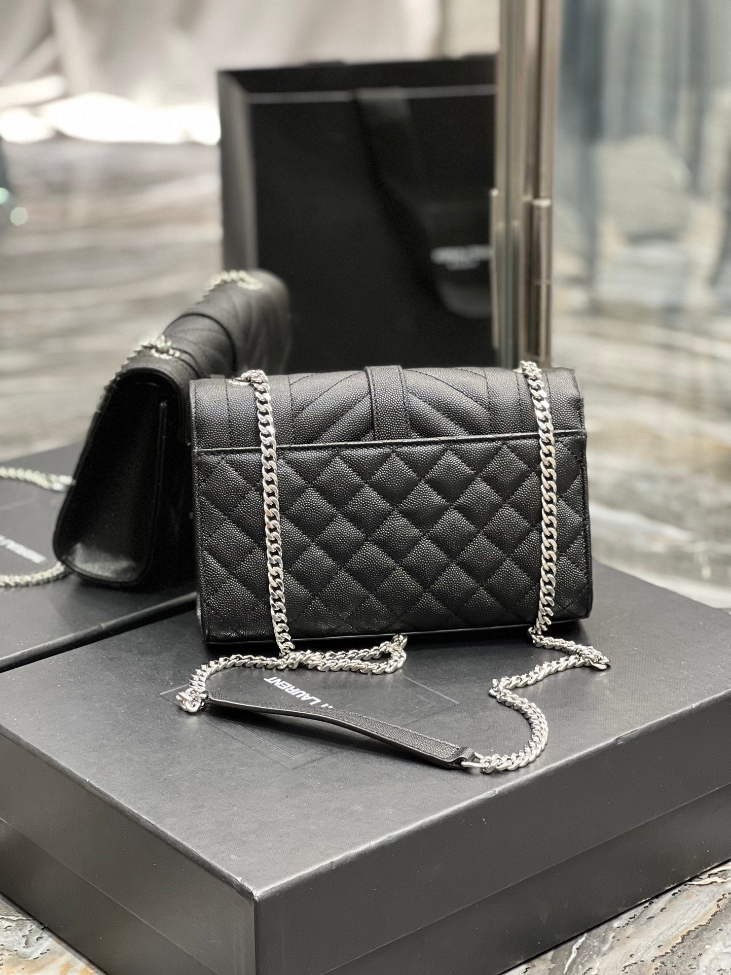 Saint Laurent Small Bag In Mix Matelasse 21cm Black
