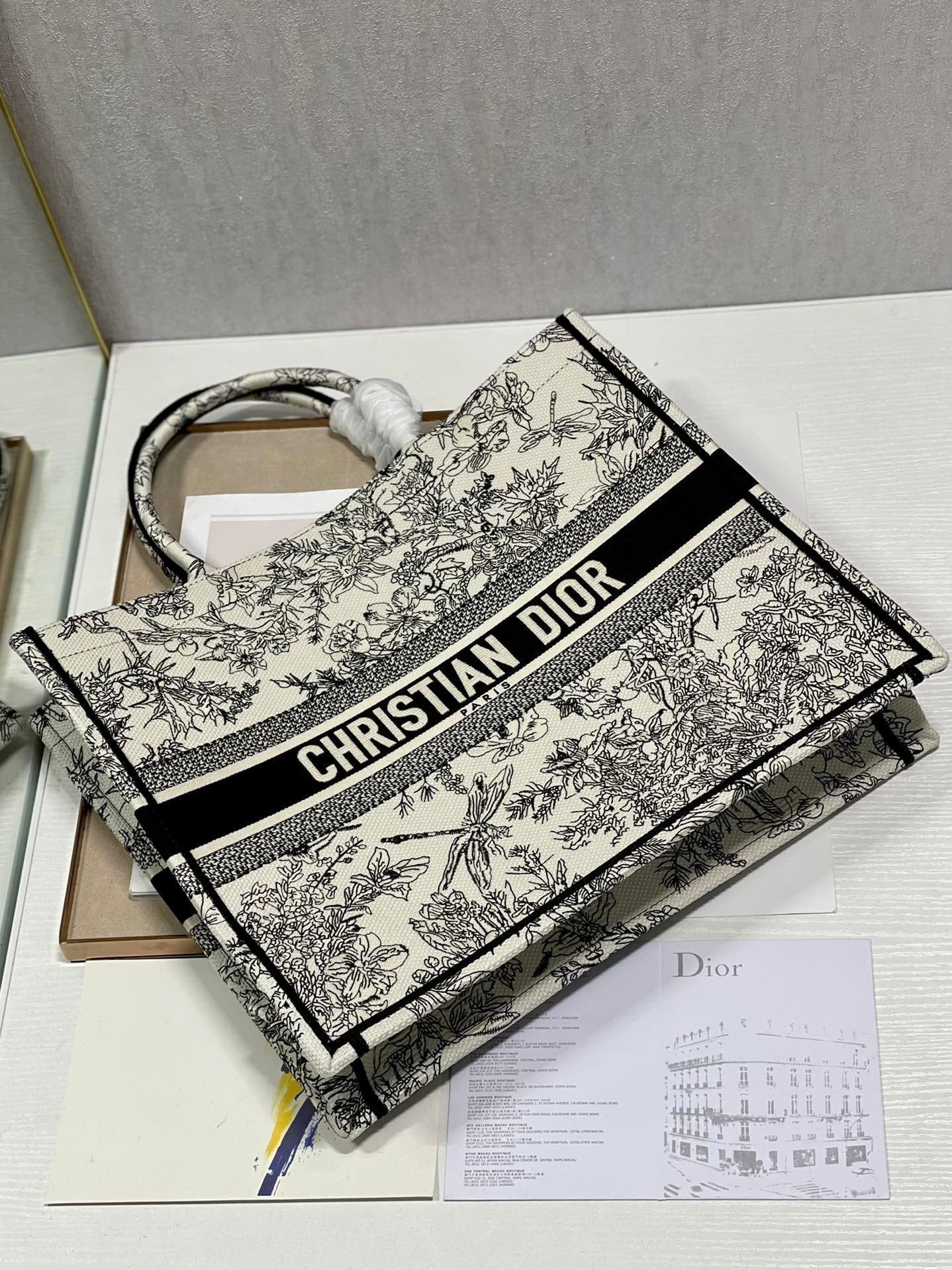 Christina Dior Book Tote Bag 41 cm Black/Beige