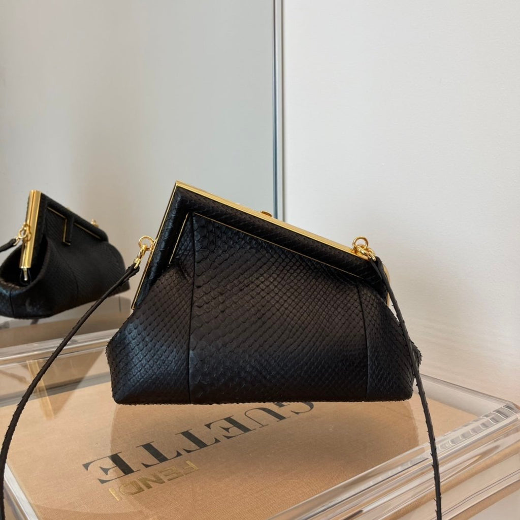 Fendi First Small Python Bag 26cm Black