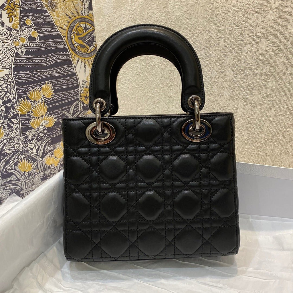 Christian Dior Lady Dior Bag Metal Hardware Spring Collection 20cm Black