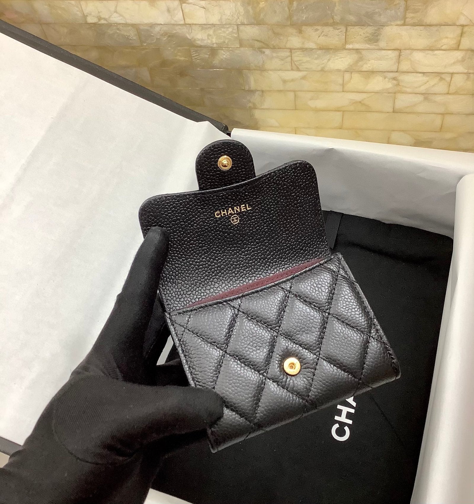 CO-CO Chanel Classic Card Holder with Gold hardware 11cm