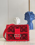 Louis Vuitton Mini Dauphine Bags By Nicolas Ghesquière With Monogram Lace Red For Women 20cm LV M20359