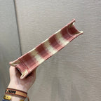 Christian Dior Pink Book Tote D-Stripes 23cm