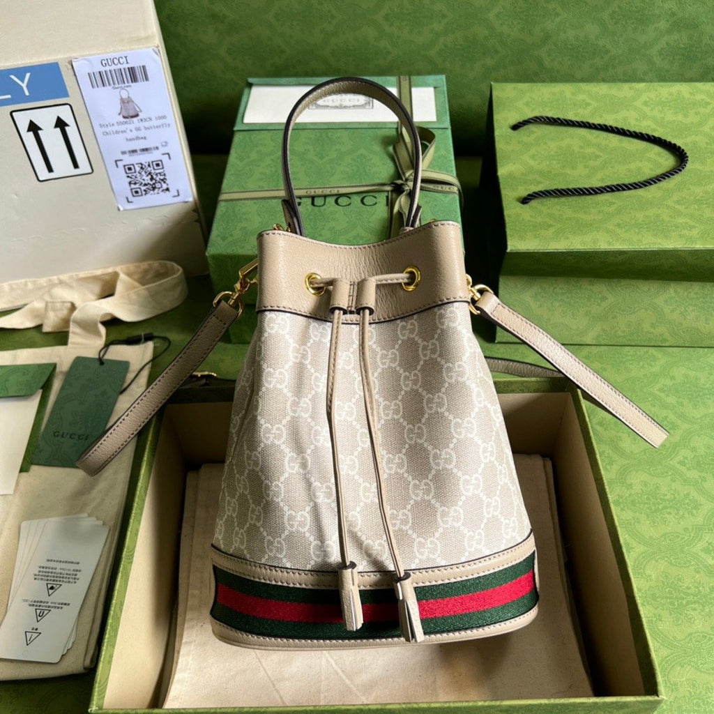 Gucci Ophidia Small GG Bucket Bag White For Women, Women’s Bags 10in/25cm
