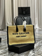 Saint Laurent Rive Gauche Tote Bag In Raffia 48cm