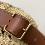 Saint Laurent Sac Rond Bag In Raffia For Women 21cm YSL Brown 685601GAAAA2080