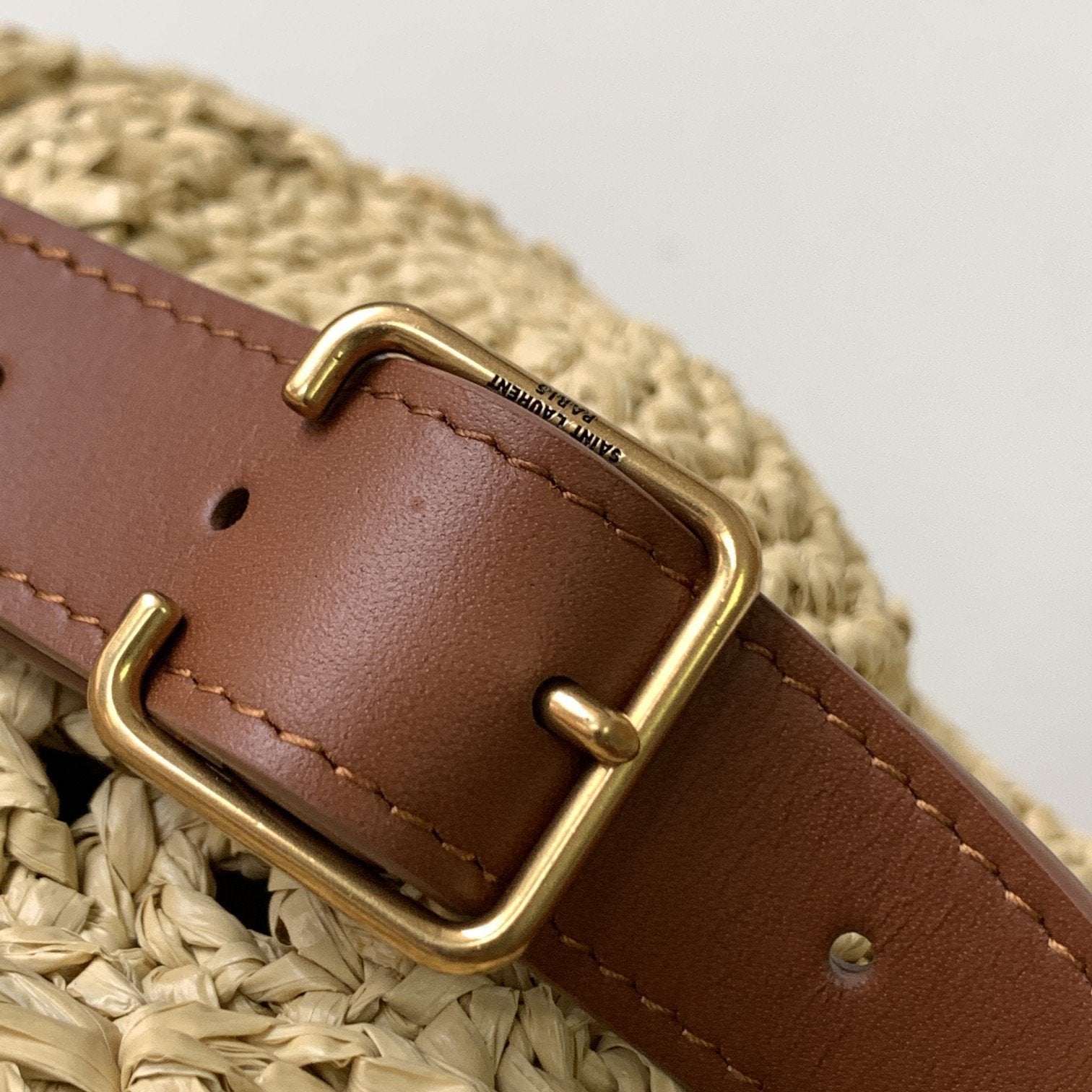 Saint Laurent Sac Rond Bag In Raffia For Women 21cm YSL Brown 685601GAAAA2080
