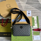Gucci Shoulder Bag With Interlocking G Black GG Supreme Canvas For Women 9.6in/24.5cm