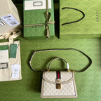 Gucci Ophidia Small GG Top Handle Bag Beige For Women, Women’s Bags 9.8in/25cm