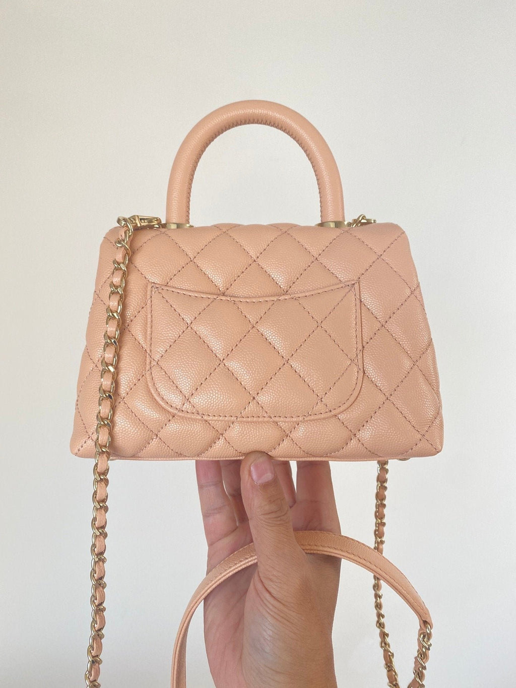 Chanel Flap Bag With Top Handle 19cm Light Brown