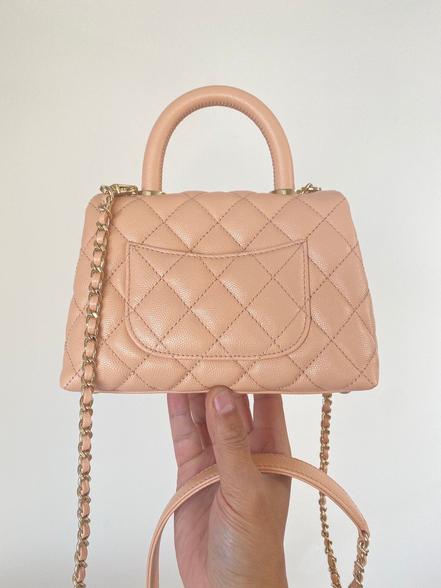 Chanel Flap Bag With Top Handle 19cm Light Brown
