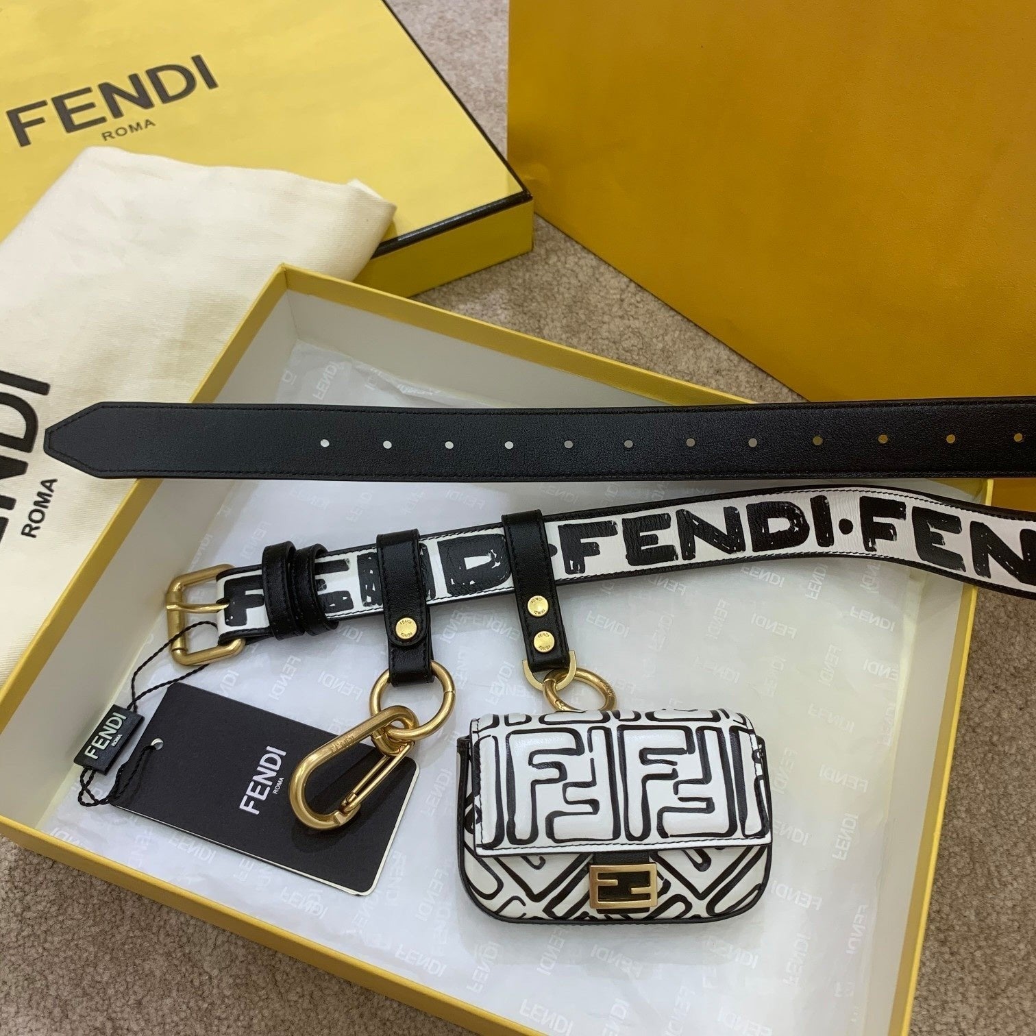 Fendi Nano Baguette California Sky 10cm White