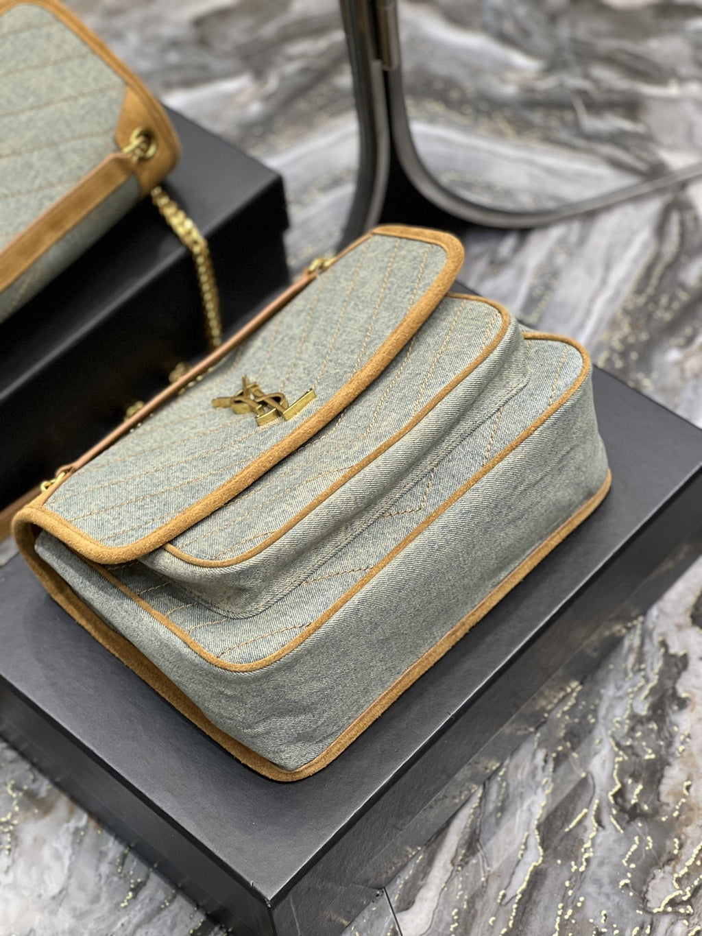 Saint Laurent Niki Medium Chain Bag In Canvas For Women 28cm YSL