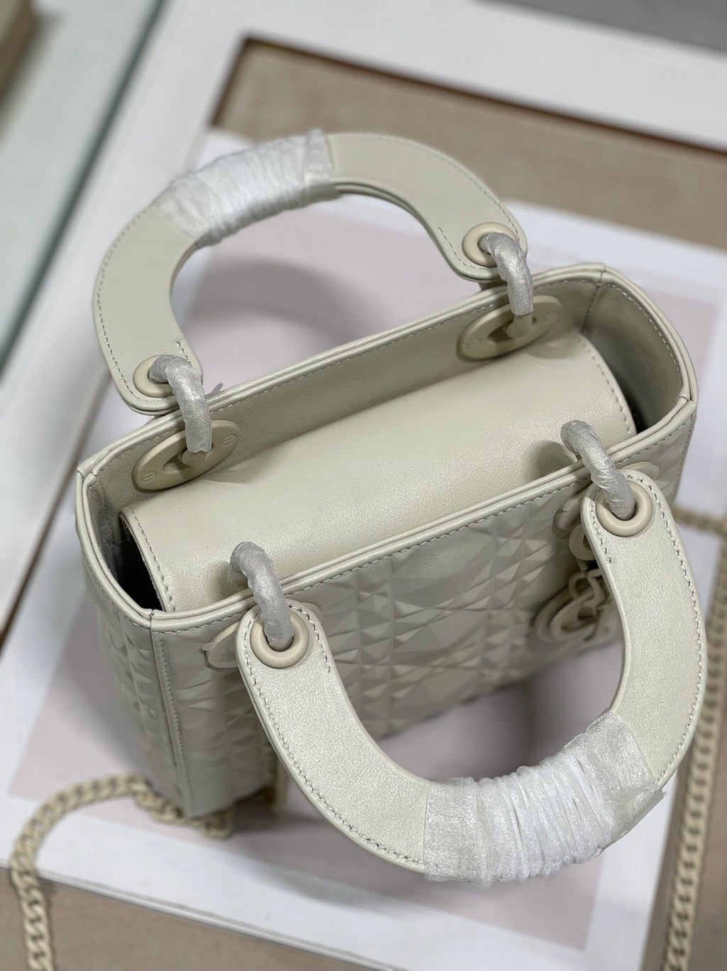 Christian Dior Lady Dior Bag 17cm Beige