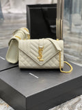 Saint Laurent Small Bag In Mix Matelasse 21cm Beige