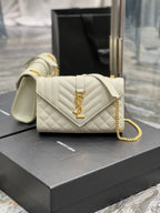 Saint Laurent Small Bag In Mix Matelasse 21cm Beige