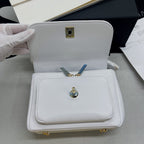 Chanel Flap Bag Top Handle With Gold Toned Hardware Chain 19cm White