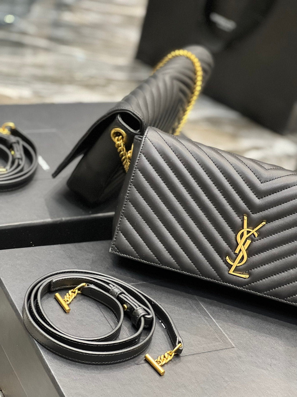 Saint Laurent Kata 99 Chain Bag With Gold Hardware 26cm