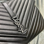 Saint Laurent College Large Chain Bag With Silver Hardware 32cm