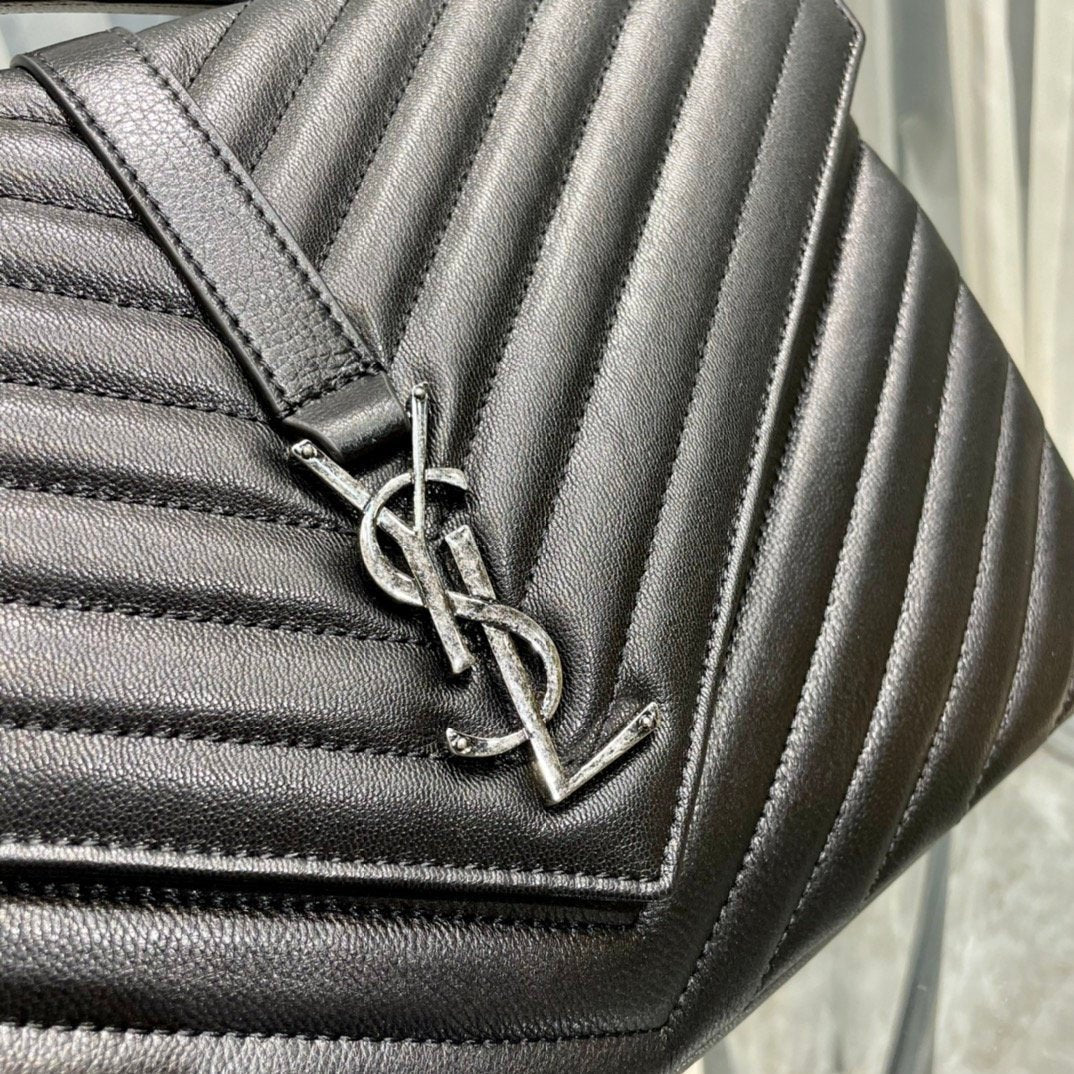 Saint Laurent College Large Chain Bag With Silver Hardware 32cm