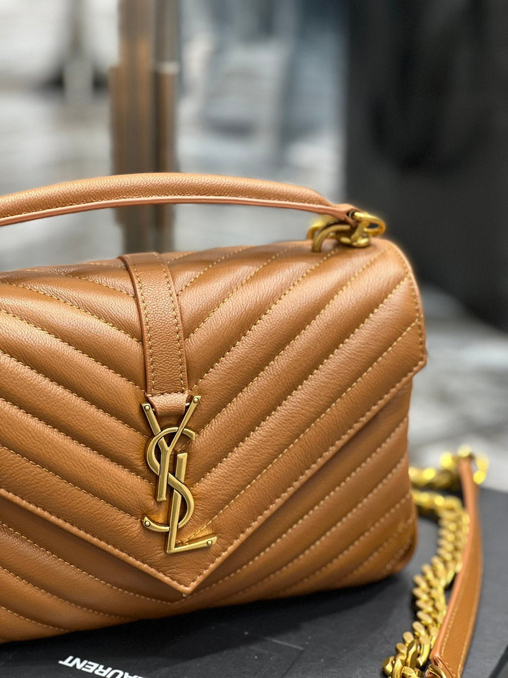 Saint Laurent College Medium Chain Bag With Gold Hardware 24cm