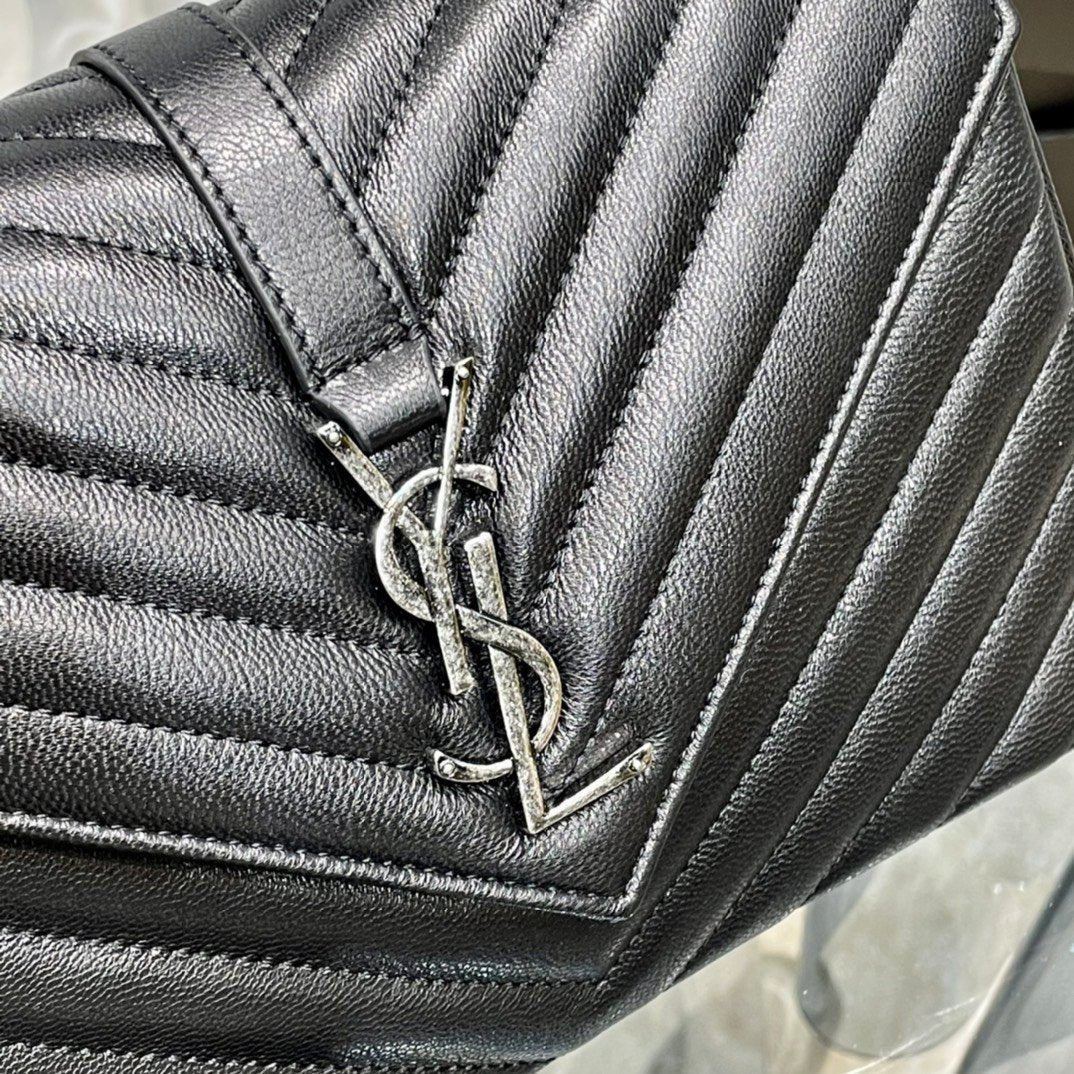Saint Laurent College Medium Chain Bag With Silver Hardware 24cm