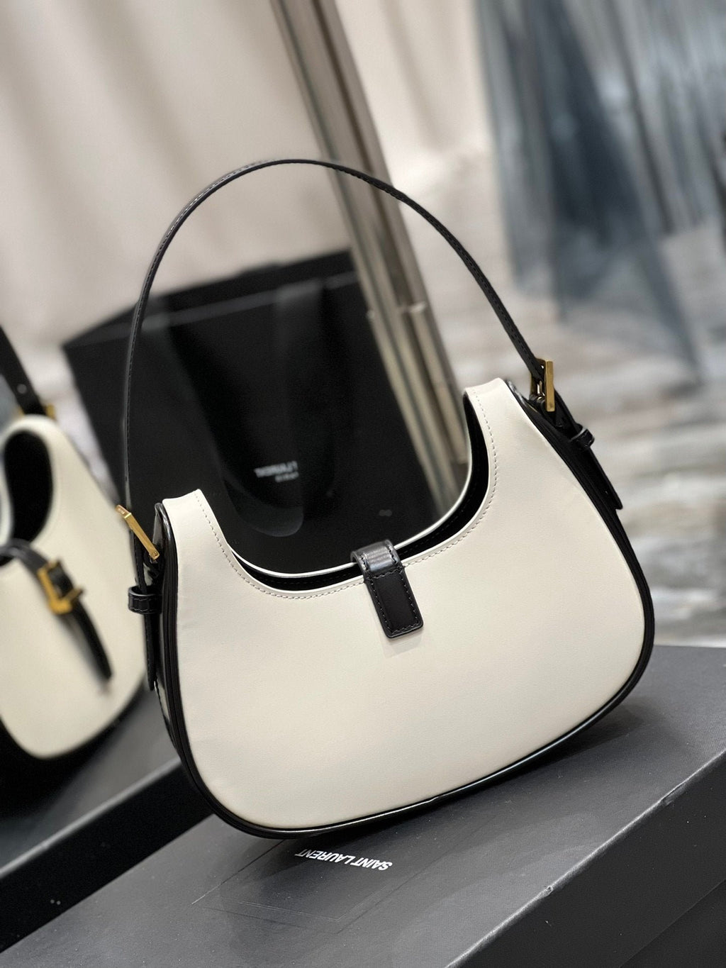 Saint Laurent Le Fermoir Hobo Bag With Gold Hardware 24cm