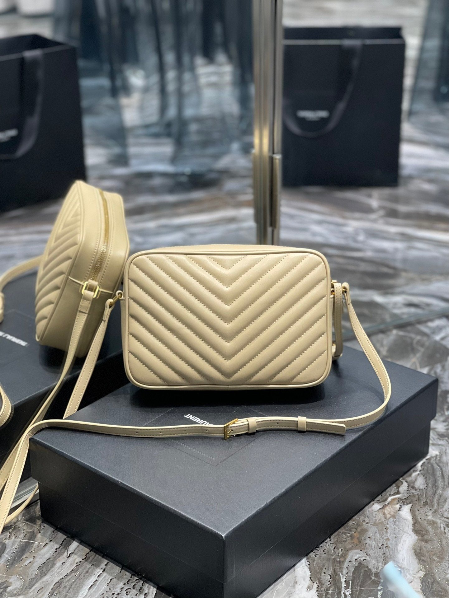 Saint Laurent Lou Camera Bag With Gold Hardware 23cm