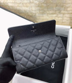 CO-CO Chanel Long Flap Wallet With Silver Hardware 20cm