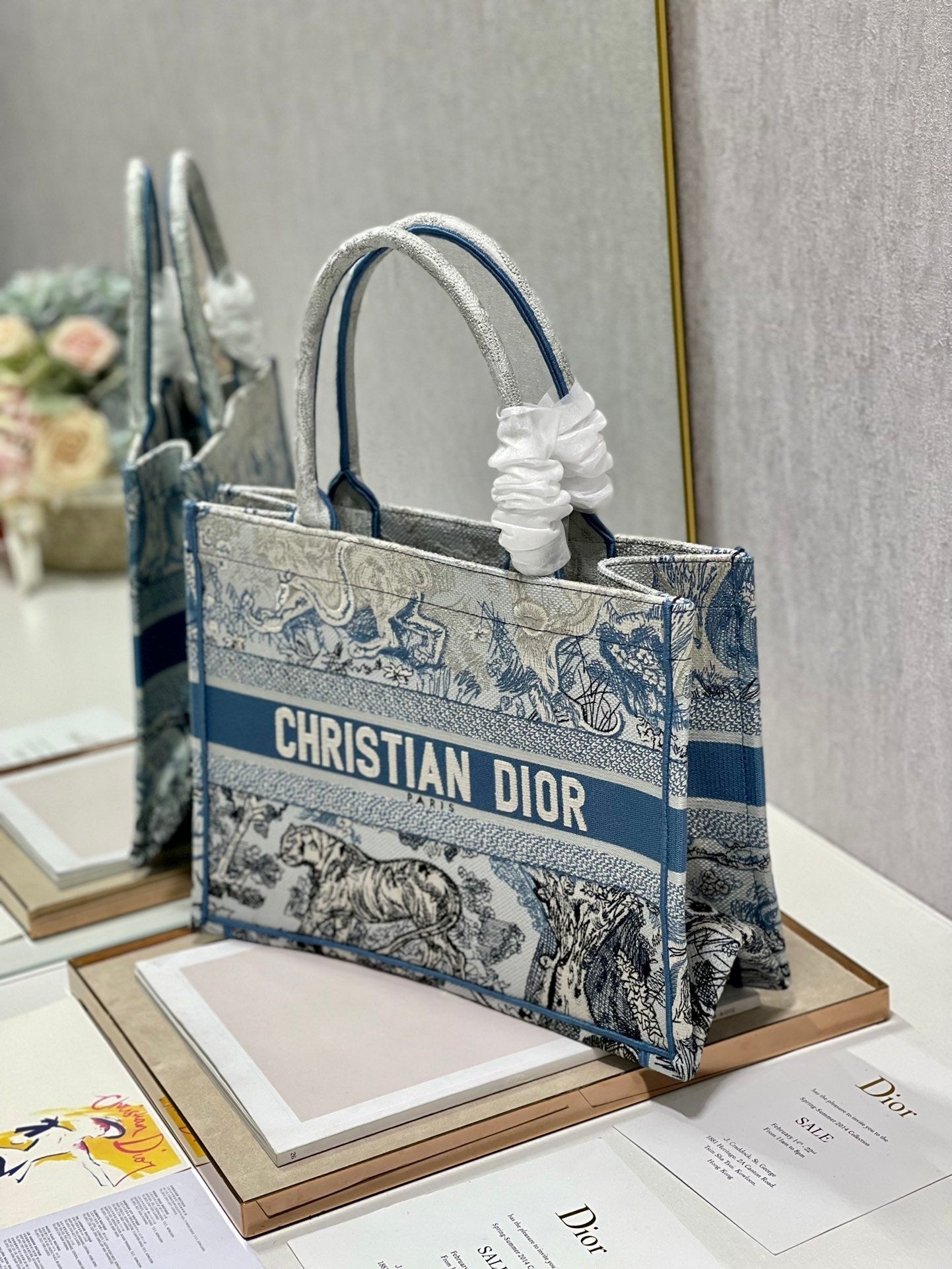 Christina Dior Medium Book Tote Bag 36cm Blue