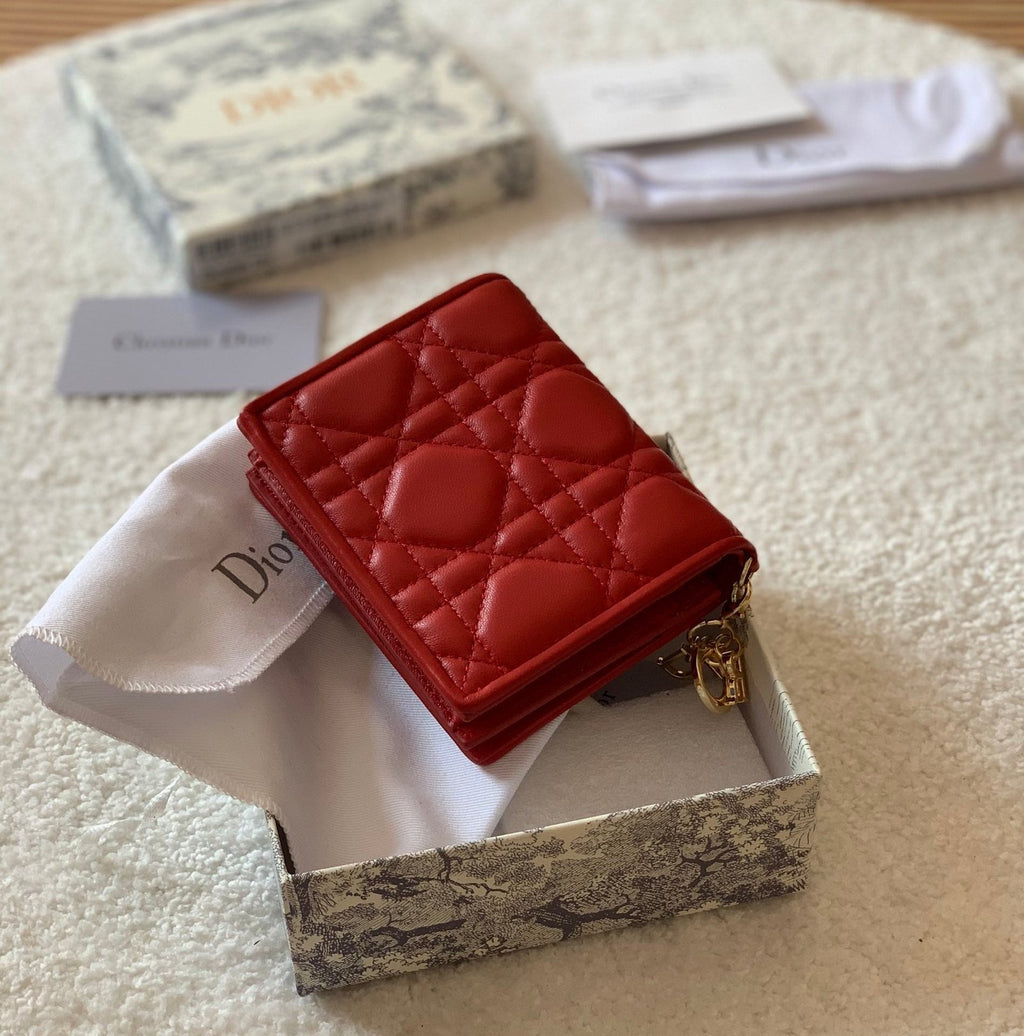 Mini Lady Dior Red Wallet 11cm