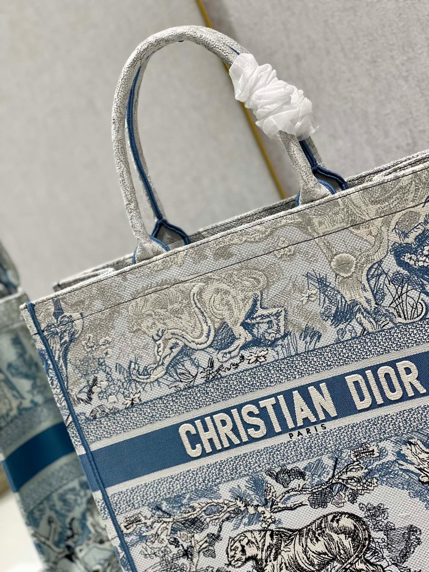 Christina Dior Book Tote Bag 41 cm Blue