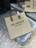 Saint Laurent Rive Gauche North/South Tote Bag In Printed Linen For Women 39cm YSL 632539FAABR9083