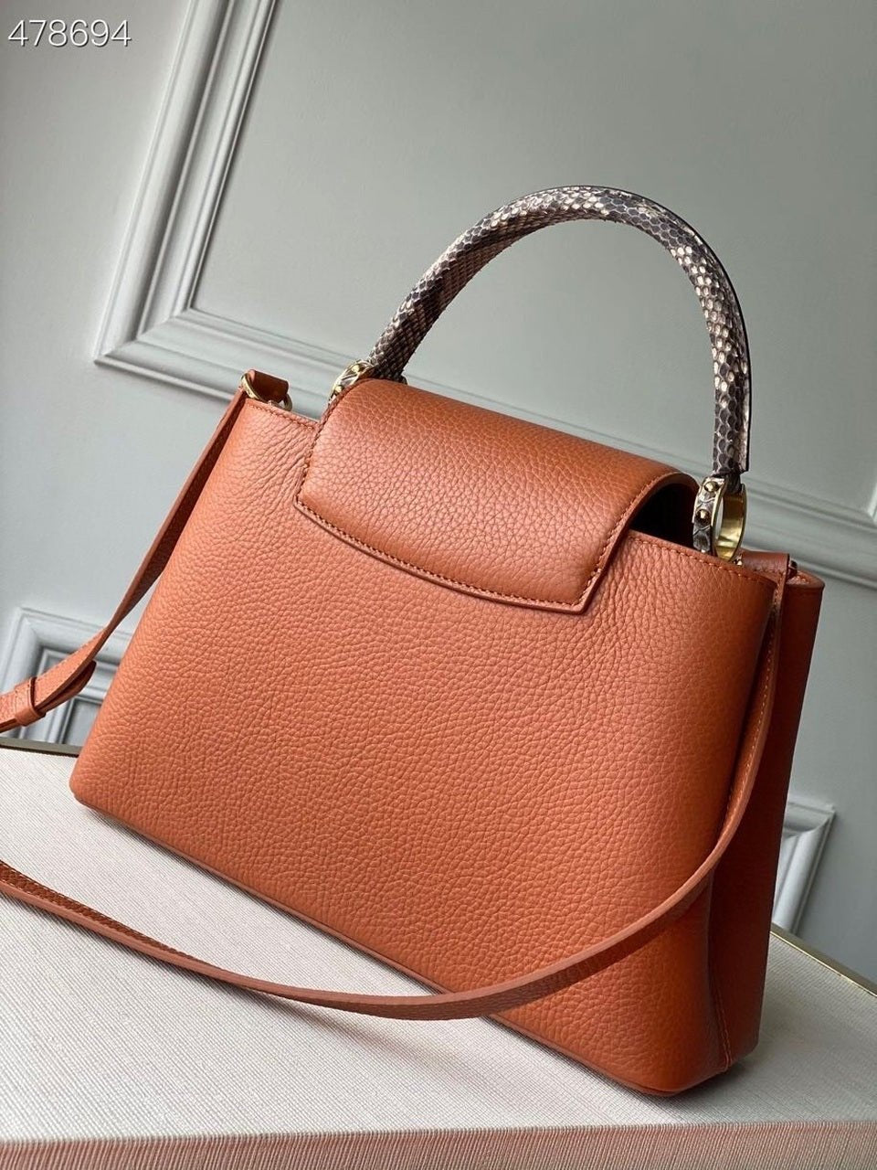 Louis Vuitton Woven Capucines Python Handle Bag 31cm Taurillon Leather Spring/Summer 2021 Collection N98388 Cognac